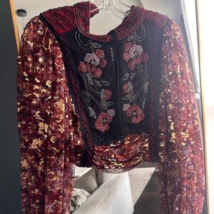 Embroidered Floral Camille Women's Top Free People